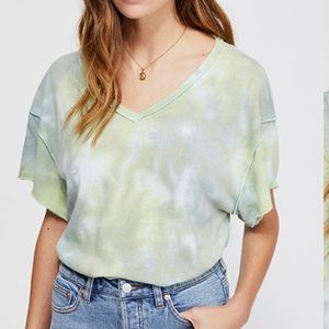 Free People All Mine Tie Dyed Tee in Seagreen